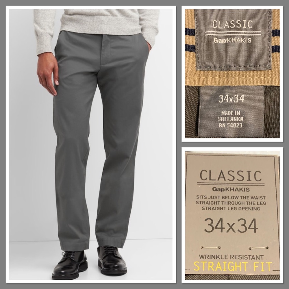Gap Classic Khakis Straight Fit Dark Gray 34x34